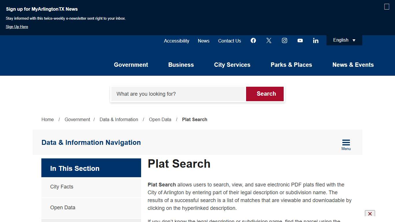 Plat Search | City of Arlington, TX